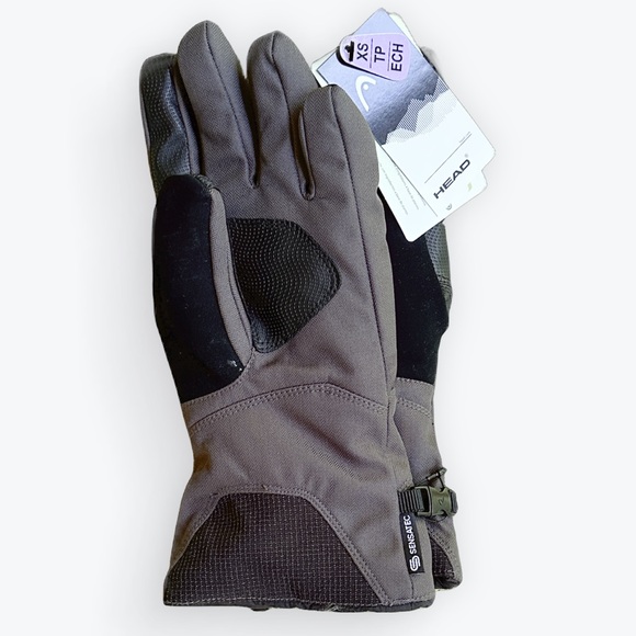 Head Unisex Charcoal Clip-Together Ski Gloves Dupont Sorona Warm & Soft ~ XS - Picture 2 of 8